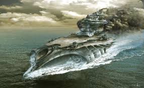 Artstation Captain Nemo Warship Concept Simon Murton Warship Navy Aircraft Carrier Ocean Habitat