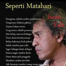Lihat kumpulan chord gitar iwan fals lengkap disini. Seperti Matahari Song Lyrics And Music By Iwan Fals Arranged By 01j Rmc Mery777 On Smule Social Singing App