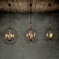 Black Candle Pendant Light With Globe Shade 3 4 6 Heads Retro Loft Metal Chandelier For Dining Table Beautifulhalo Com