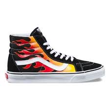 Black And White Checkered Vans With Red Flames Pin By Lisa Parker On O U T F I S In 2020 High Top Vans High Top Shoes Stylish Sneakers