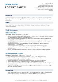They can articulate the subject in a. Chinese Teacher Resume Samples Qwikresume