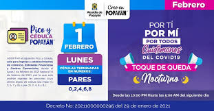 El toque de queda se levantará hasta nueva orden. Pico Y Cedula Toque De Queda Nocturno Sigue Vigente En Popayan Durante El Mes De Febrero