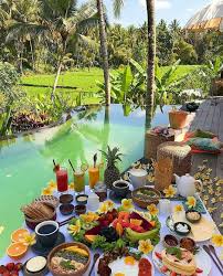 Breakfast On The Pool Ubud Bali Indonesia Phot Brunch Table Decorations Brunch Table Breakfast In Bed