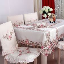 Hot Elegant Polyester Satin Jacquard Embroidery Floral Tablecloths Handmade Embroidered Table Linen Cloth Cover Ove Dining Table Cloth Fabric Decor Table Cloth