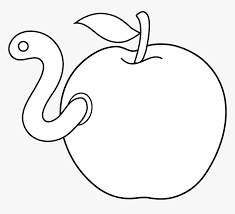 Download Worm Apple Coloring Book Clip Art Cartoon Apple Black And White Hd Png Download Transparent Png Image Pngitem
