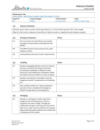 Some dangerous goods can be carried safely by air, if they are packed and transported in a certain way. Ems Asbestos Checklist Template Alberta Ministry Of Infrastructure