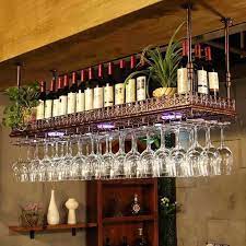 Check spelling or type a new query. Lypga Wine Glass Holder Upside Down Wine Rack Simple Style Iron Hanging Wine Glass Rack Ceiling Decoration Shelf For Bars Restaurants Kitchens Color Bronze Size 100 35cm Buy Online In India