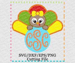 Download Turkey Girl Monogram Cutting File Svg Dxf Eps Creative Appliques