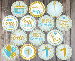 Baby boys also need unique, delicious first birthday cakes. First Birthday Cupcake Toppers 1st Birthday Boy Blue And Gold Etsy In 2021 First Birthday Cupcakes First Birthdays 1st Boy Birthday