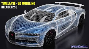 Bugatti Chiron 3d Car Modeling Timelapse Blender 2 8 Youtube Bugatti Chiron Car Model Car