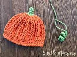 These crocheted pumpkin hats look so cute. 5 Little Monsters Post Stitch Baby Pumpkin Hat