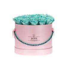 Maybe you would like to learn more about one of these? Forever Roses Medium Flower Box With Tiffany Blue Roses In Pink Jewellery Box The Rose Company