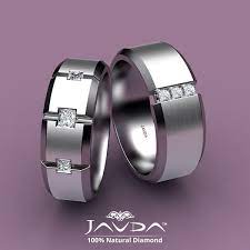 3 Stone Princess Diamond Men S Half Wedding Band Crafted In 14k 18k White Gold Other Metal Option Mens Ring Designs Jewelry Rings Diamond Mens Wedding Bands