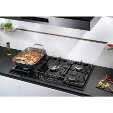 Flamelight 90 Cm Gaz Sur Verre Taque De Cuisson Avec Hob2hood Hkb95540nb Aeg