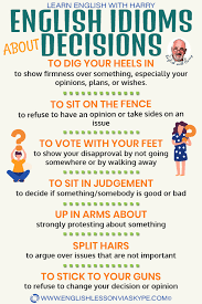 10 English Idioms About Decisions Learn English With Harry In 2020 English Idioms English Vocabulary Words Idioms