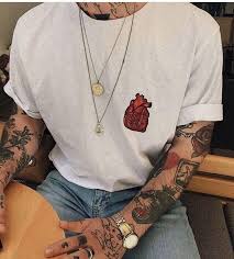 Heart T Shirt Tattoos Mens Fashion Style