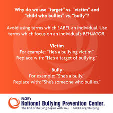 Why Do We Use Target Vs Victim And Child Who Bullies Vs Bully Bullying Bullying Prevention Month Bullying Prevention