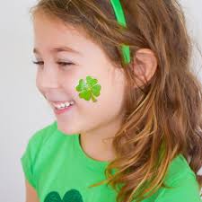 Ensemble de 10 tatouages temporaires pour enfants vert et or métallique  premium Shamrock