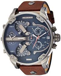 Diesel Men S Mr Daddy 2 0 Quartz Stainless Steel And Leather Chronograph Watch Color Grey Brown Diesel Watches For Men Luxury Watches For Men Diesel Watch