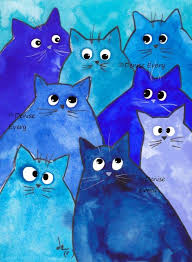 Whacky Blue Kitties Whimsical Cat Art Print Etsy In 2020 Whimsical Art Whimsical Cats Cat Artwork