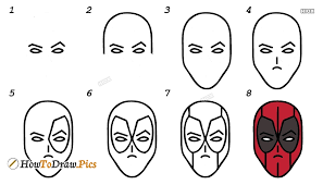 Now draw the mask's pattern. How To Draw Deadpool Step By Step Images