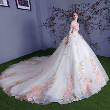 Chic Beautiful Multi Colors Wedding Dresses 2018 Ball Gown Appliques Crystal Off The Shoulder Backless Sleeveless Royal Train Wedding Wedding Dresses 2018 Ball Dresses Ball Gown Wedding Dress