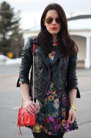 Leather Jacket And Flowered Dress Fashion Fashion Blog Dresses