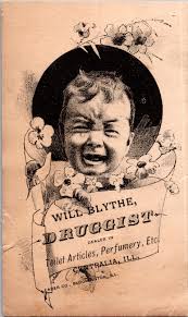 AR-242 IL Centralia Will Blythe Druggist Crying Baby Victorian Trade Card