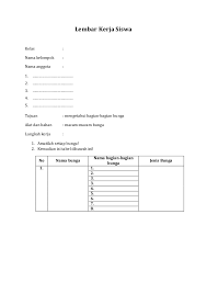 Salvarsalvar lembaran kerja tema bunga para ler mais tarde. Lembar Kerja Siswa Bunga