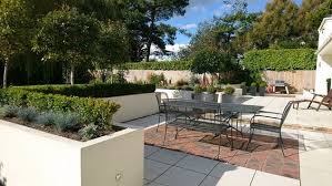 White Rendered Raised Beds Planted With Buxus Sempervirens And Festuca Glauca Intense Blue Garden Design Raised Beds Plants