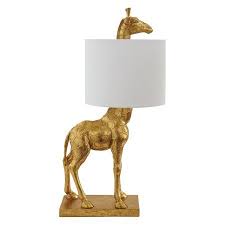 Gold Giraffe Lamp With Linen Shade Walmart Com Giraffe Lamp Unique Table Lamps Table Lamp