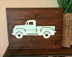 Vintage Truck Silhouette Pallet Wood Silhouette Painting Boys Nursery Decor Rustic Wall Decor Vintage Truck Nursery Nursery Decor Boy Boy Room Paint