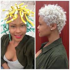 Fold both ends of the flexi rod to hold in place. Pixie Cut Perm Rod Set On Short Natural Hair Novocom Top