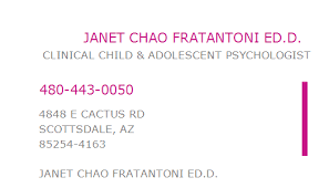 E cactus rd scottsdale, united states. 1265848444 Npi Number Janet Chao Fratantoni Ed D Scottsdale Az Npi Registry Medical Coding Library Www Hipaaspace Com C 2021