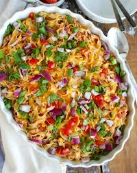 Allow to cool slightly before serving. Easy Mexican Noodle Casserole A Cedar Spoon