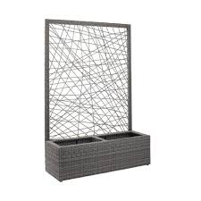 Jardiniere Avec Treillis En Rotin Sulana Gris Castorama Garden Screening Front Yard Landscaping Yard Landscaping