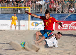 Встреча завершилась со счетом 4:2. Albom Vsemirnye Plyazhnye Igry 2019 Evropejskaya Kvalifikaciya Muzhchiny Final Rossiya Ispaniya Komanda Ispaniya Ispaniya Plyazhnyj Futbol