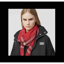 Burberry men's scarf reverses from signature check to melange. Burberry Scarf Silk Red