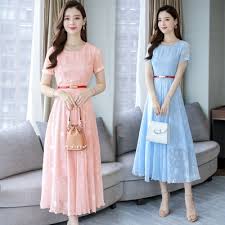 Dress Wanita Dress Floral Gaun Korea Casual Dress Chiffon Gaun Sifon Rok Pinggang Dress Maxi Shopee Indonesia
