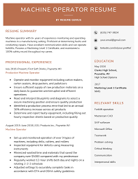 Machine Operator Resume Sample 4 Writing Tips