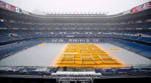 Real madrid's florentino perez and barcelona's joan laporta are right. Real Madrid Info On Twitter Pic The Santiago Bernabeu And Real Madrid City Covered In Snow A White Layer Covered The Pitch At The Stadium Apart From The Area Taken