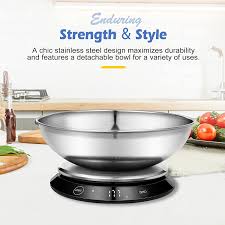 Digital kitchen scale with bowl. Buy Chwares Digital Kitchen Scales Usb Rechargeable Stainless Steel Weighing Cooking Scales With Detachable Bowl 11lb 5kg Waterproof Electric Digital Scale Invisible Touch Button Tare Function Online In Germany B08hh35j1r