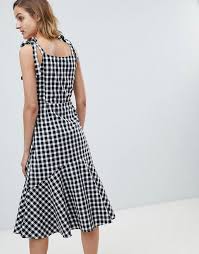 Asos Black And White Gingham Dress Mango Mango Gingham Midi Dress In Black White Check Gingham Fashion Dresses