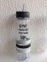Gym Water Bottle Black Diamante Blue Green Funny Quote Gym Gin Etsy Gym Water Bottle Bottle Gin