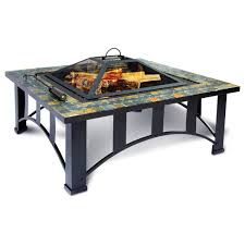 Unique modern linear design, weather resistant aluminum frame, stainless steel burner (304) and has a btu of 50,000. Fire Pit 34 Table Mosaic Slate Sq Living Accents All Brands Saco Store