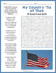 My country tis of thee lyrics printable. My Country Tis Of Thee Word Search Puzzle Worksheet Activity Tpt
