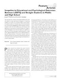 Pdf Inequities In Educational And Psychological Outcomes Between Lgbtq And Straight Students In Middle And High School