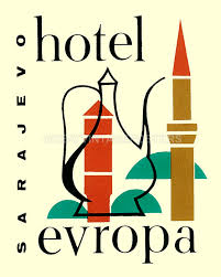 SARAJEVO BOSNIA HOTEL EUROPA TRAVEL TOURISM VINTAGE POSTER ...