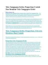 Download soal dan kunci jawaban teks tanggapan. Teks Tanggapan Kritis