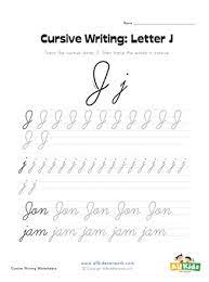 Practicing the letter j in cursive. Cursive Writing Worksheet Letter J All Kids Network